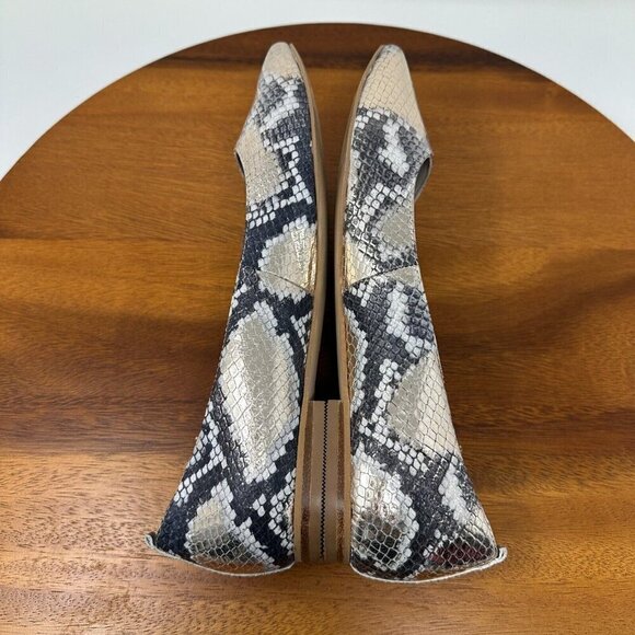Boden Flats Olive Ballerinas Shoes Sz 38 Metallic Snake print Square toe - Picture 13 of 14